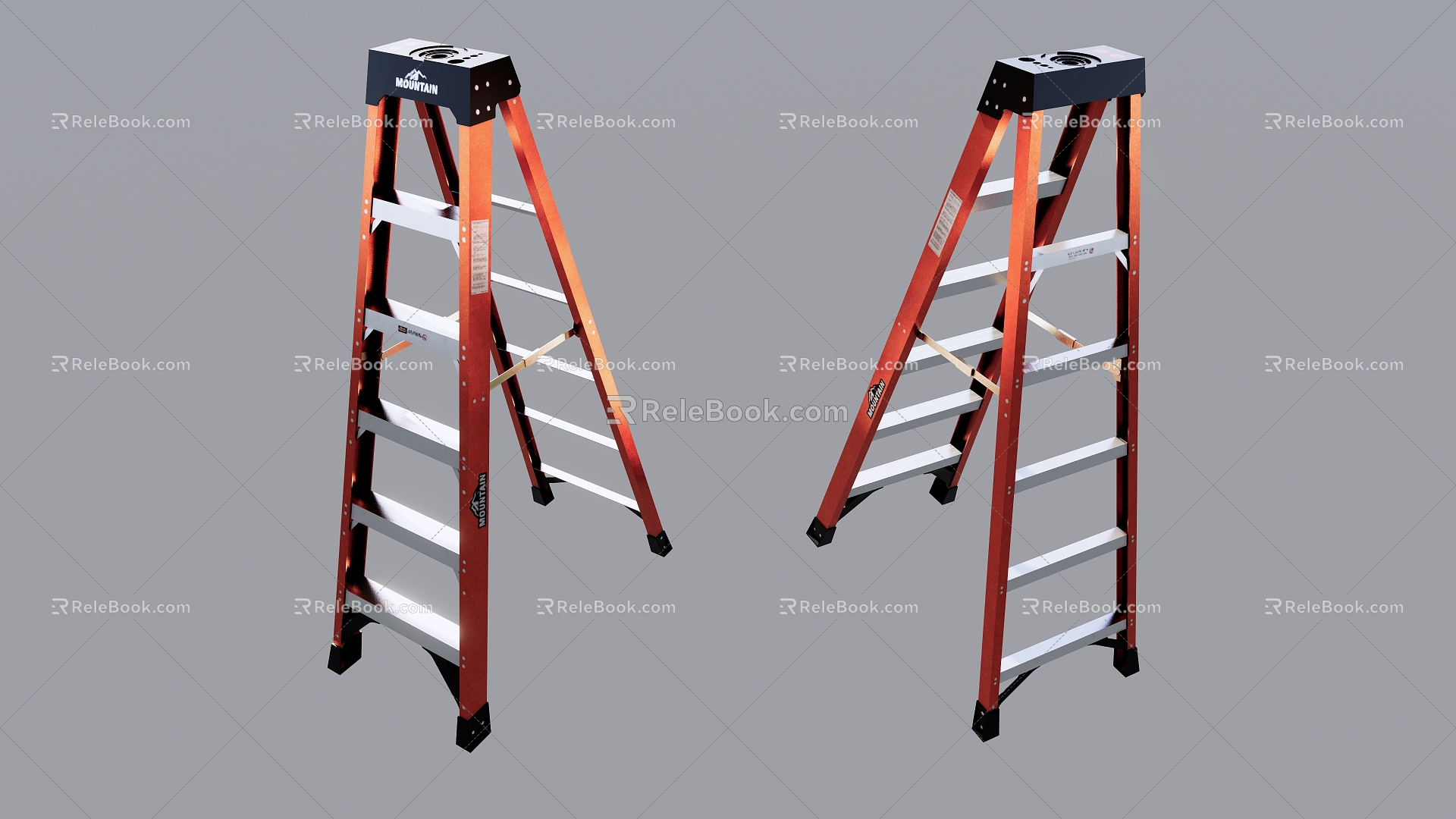 Modern ladder simple red ladder 3d model