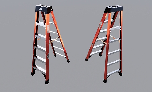 Modern ladder simple red ladder 3d model