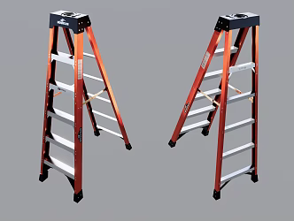 Modern ladder simple red ladder 3d model