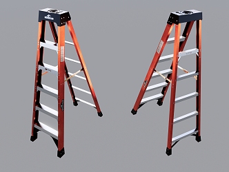 Modern ladder simple red ladder 3d model