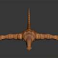 Muscular Orange Fantasy Character And Creature With Green Chest Gem Outstretched Arms And Tail