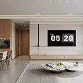 Modern Living Dining Room Interior With Sofa Coffee Table Window Robot Tray And Refrigerator