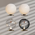 Spherical Table Lamps in White Transparent and Black with Metal Base Modern Minimalist Illumination