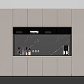 Modern Wine Cabinet with Marble Backsplash LED Lighting and Storage Cabinets 3d model