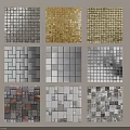 Various Modern Floor Tiles With Mosaic And Geometric Patterns In Different Colors 3d model