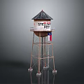 Stellar Texas Water Tower With Metal Frame Flag And Black Roof Design