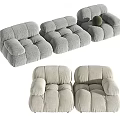 Modern Plush Gray Sofa Set With Modular Design And Padded Seats 3d model