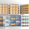 Various Colored Storage Shelving Units Displaying Boxes And Bottled Products