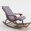 Comfortable Purple Padded Rocking Chair With Wooden Frame And Leisure Design