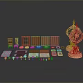 Car Components Model Collection With Brown Panels Various Shaped Parts And Copper Structure