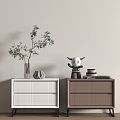 Modern Cream Style Bedside Cabinet 3d model