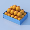Yellow Persimmons Filled in Blue Wooden Crate Looking Fresh and Ripe