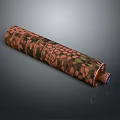 Camouflage Cylinder With Brown Green Beige Pattern Design And Metallic Ends