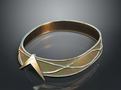 Golden Woven Bracelet With Arrow Accent And Metallic Finish Fashion Accessory 3d model