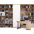 Open grid bookcase desk and chair combination 3d model