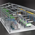 Industrial Factory Interior With Steel Frame Structure Conveyor Belts And Machinery Equipment