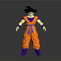 Anime Character Costume With Orange Outfit Purple Pants Blue Belt And Black Hair