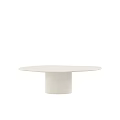 Round White Marble Dining Table with Cylindrical Base in Minimalist Modern Style 3d model