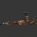Mechanical Futuristic Weapons Collection With Orange Black Details And Intricate Tech Designs