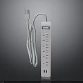 White Power Strip With Multiple Outlets And Long Power Cord