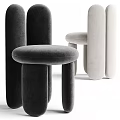 Modern Accent Chair with White Black Velvet Upholstery and Cylindrical Legs Design