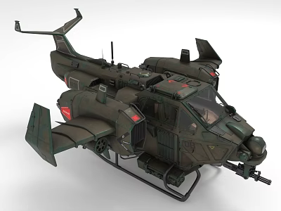 Military Camouflage Helicopter With Rotor Weapon System And Detailed Fuselage Design 3d model