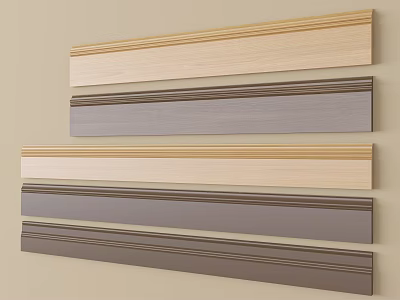 Assorted Decorative Lines With Wooden Texture In Multiple Colors For Wall Decoration 3d model