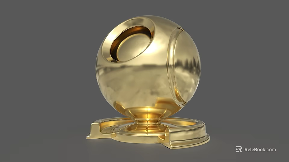 Golden Spherical Decorative Item For Home With Elegant Base Design 3d model 