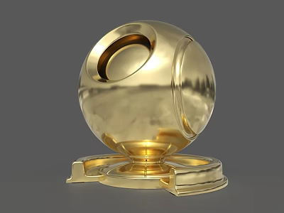 Golden Spherical Decorative Item For Home With Elegant Base Design 3d model