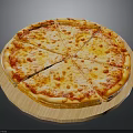 Freshly Baked Classic Cheese Pizza With Tomato Sauce Sliced On Wooden Board