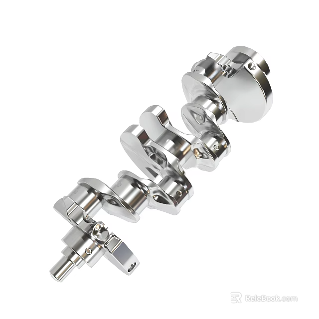 Automotive Chrome Metal Crankshaft With Connecting Rod Journals And Bearings 3d model 