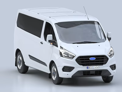 White Ford Van With Modern Exterior Design And Black Window Frames 3d model