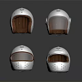 White Helmets Design With Brown Lining Transparent Visor And Vent Holes 3d model