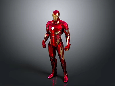 Red And Gold Iron Man Armor With Glowing Arc Reactor And Sleek Design 3d model