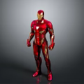 Red And Gold Iron Man Armor With Glowing Arc Reactor And Sleek Design