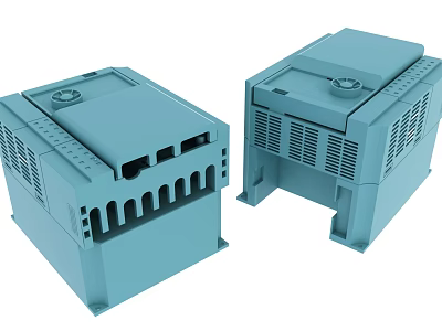 Blue Industrial Equipment Units With Control Panels Ventilation Grilles And Interfaces 3d model