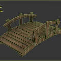 Handcrafted Rustic Wooden Bridge With Arch Design Curved Railings And Plank Surface