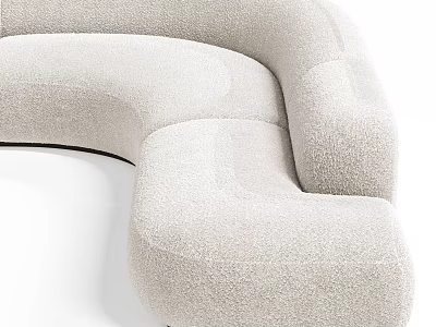 Beige Irregular Shape Sofa With Soft Velvet Upholstery Modern Curved Design 3d model