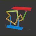 Colorful Modern Home Supplies Stand With Red Top And Multicolored Support Structure