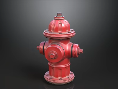 Red Fire Hydrant 3D Model With Detailed Design And Metallic Finish 3d model