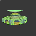 Advanced Hexagonal Base Tech Equipment Featuring Glowing Blue Rings And Metallic Supports