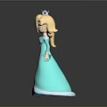 Blonde Princess In Blue Dress With Crown Animated Game Character