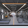 Modern Fitness Gym With Treadmills Dumbbells And Spacious Workout Equipment Area