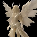 White Angelic Decorative Ornament Set With Flowing Robe And Intricate Wings For Home Decor
