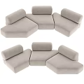 Light Gray Fabric Three-Seater Sofa in Modern Modular Sectional Design with Cushions 3d model