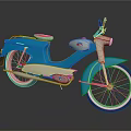 Vintage Blue And White Motorcycle With Red Seat Classic Body Design And Shiny Wheels