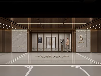 Modern Parking Lot Area 5 with Floor Guide Lines Elevator Doors and Luxury Finishes 3d model