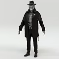 Smart Machine Humanoid In Black Trench Coat And Fedora Hat With Detective Style Mechanical Details