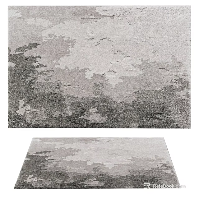 Modern Square Carpet With Abstract Gray And White Pattern For Home Decor 3d model