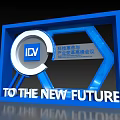 Blue Frame Style Backdrop Featuring ICV Logo TO THE NEW FUTURE Text Tech Forum 3d model